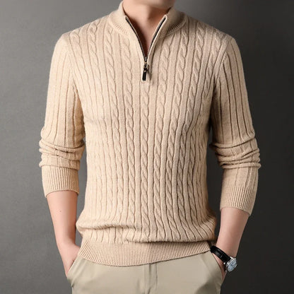 Elite|Stripe Men's  Half Zipper Knitwear Sweater