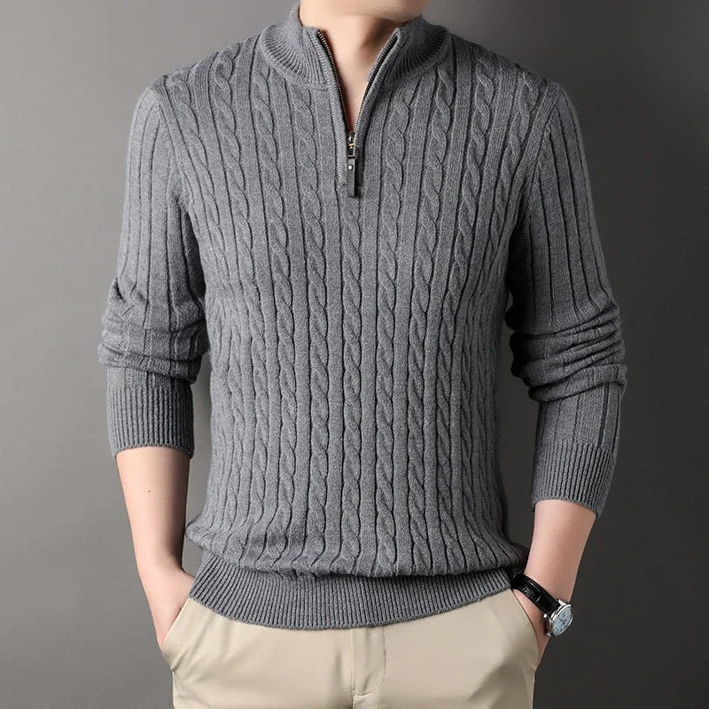 Elite|Stripe Men's  Half Zipper Knitwear Sweater