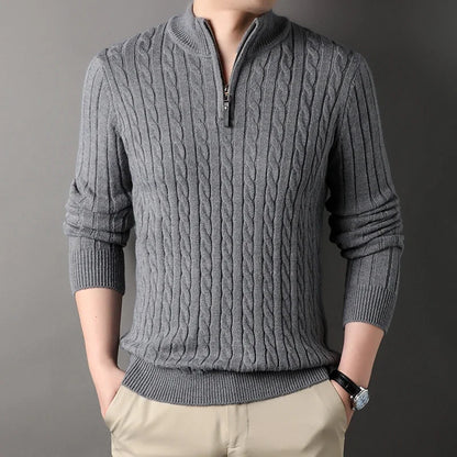 Elite|Stripe Men's  Half Zipper Knitwear Sweater