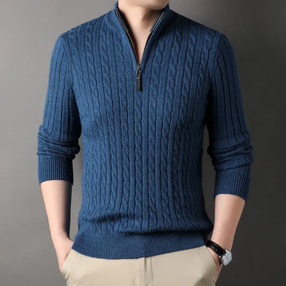 Elite|Stripe Men's  Half Zipper Knitwear Sweater